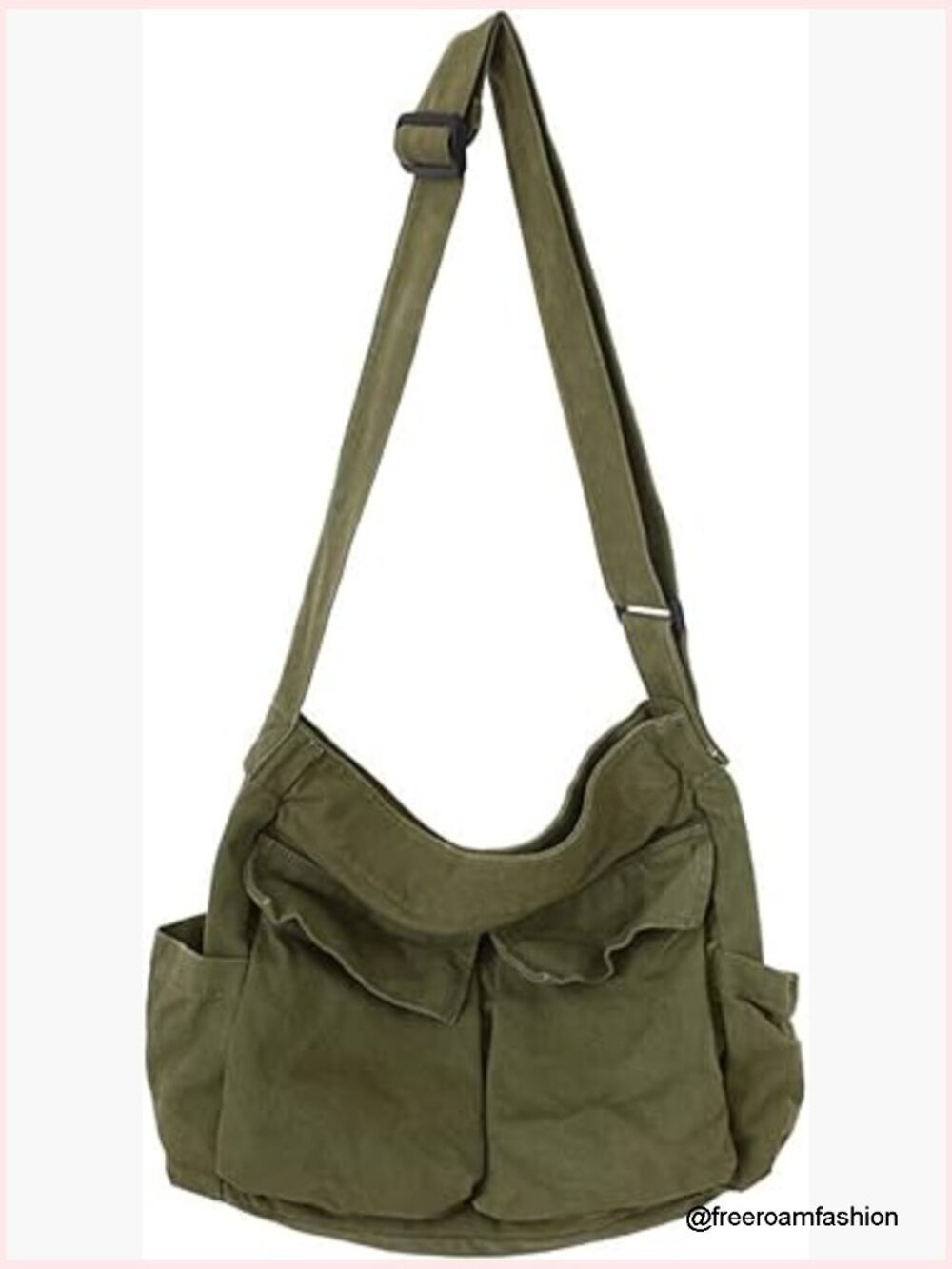 Large Canvas Tote Bag with Zipper, Adjustable Strap, Casual Purse